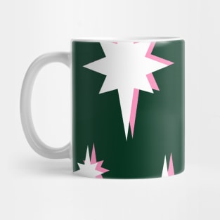 Celestial Stars Pattern in Green, Pink and White Mug